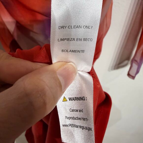 Capsulle Red Summer Heat Print Mesh Ruched Midi Bodycon Dress Sz M - Picture 7 of 14